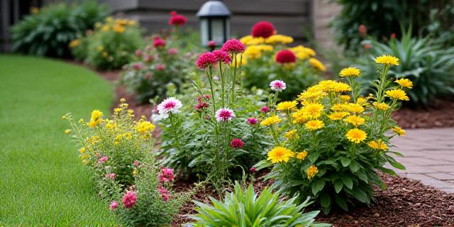 Professional landscape design and installation with new plants